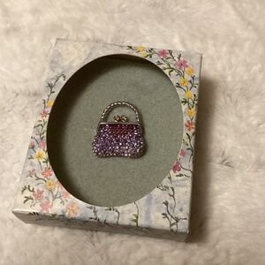 Purple Rhinestone Purse Brooch / pin